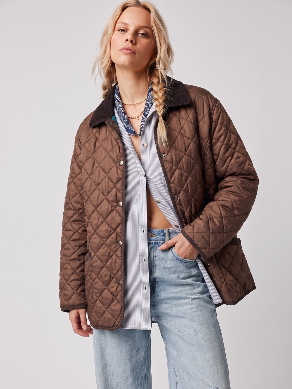Outback Trading Co Women’s Quilted Barn Chore Coat Brown Preppy Sz 1X Puffer
